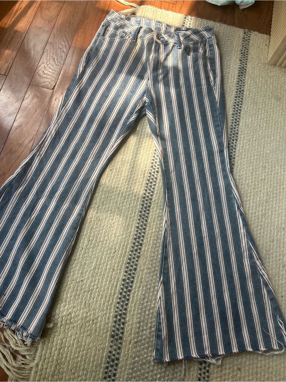 Grace Stripe Bell Bottom Jeans